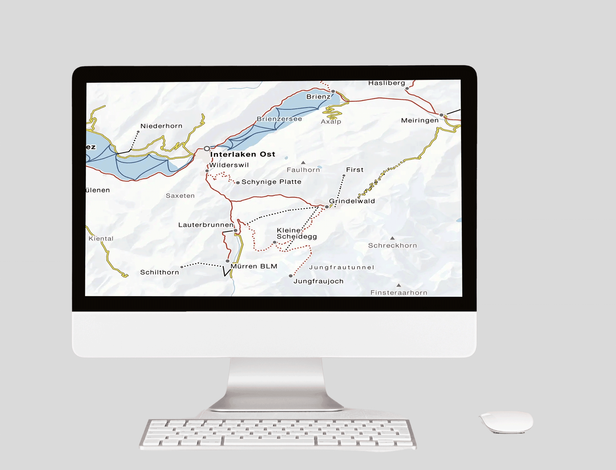 Im Bereich der Jungfraubahnen zeigt die Geltungsbereichskarte sehr detailliert, wo das GA ganz, teilweise oder gar nicht gültig ist.